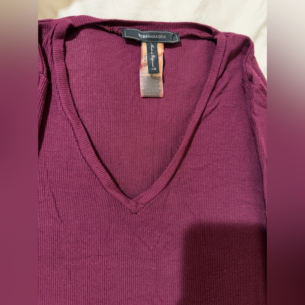 BCBG MazAzria Women's V-Neck Sweater - Purple